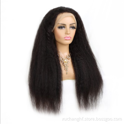 150% 180% Density Kinky Straight Human Hair Wigs Lace Front Wigs Kinky Straight 13x6 Lace Frontal Human Hair Wigs